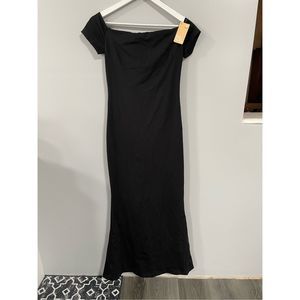 Popilush Women’s Medium Black Short Sleeve Maxi Dress Shapewear Bodysuit NWT